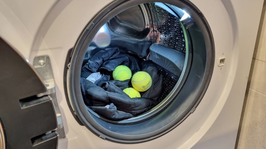 Tennis balls in a washing machine