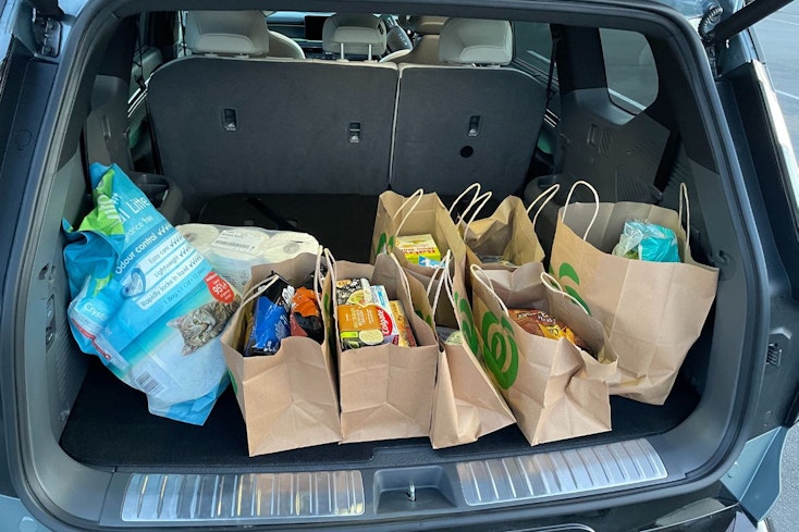 Car boot full of groceries