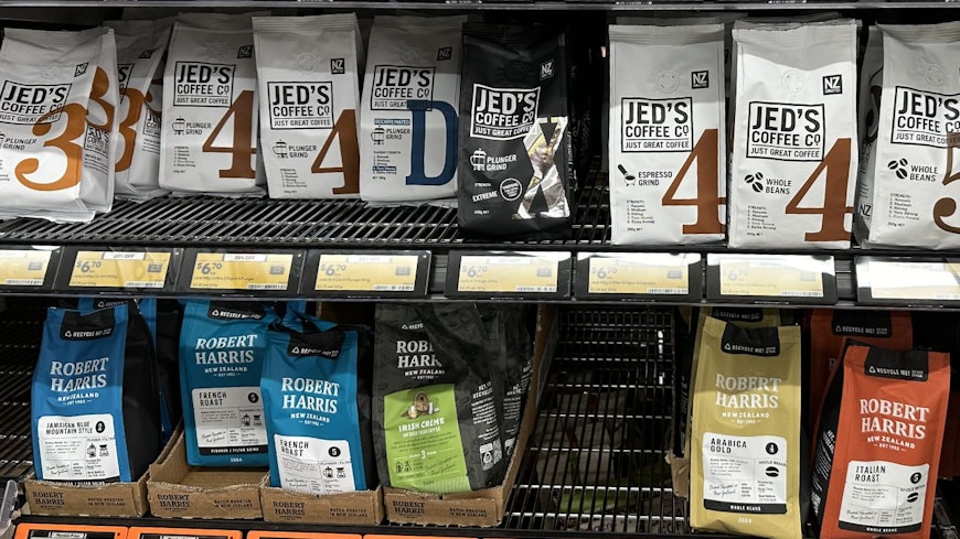 Image of coffee beans in a supermarket