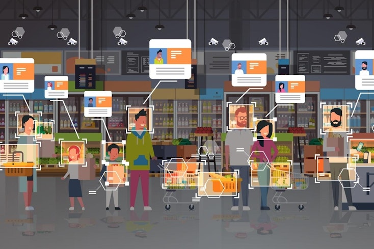 Facial recognition profiling people graphic