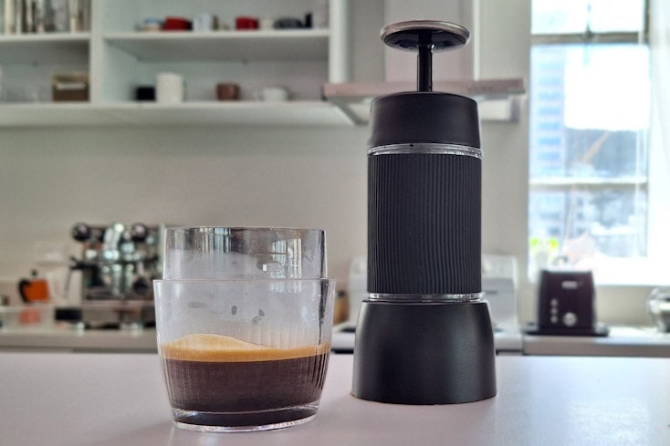 The Anko Manual Espresso makes a single shot of coffee.