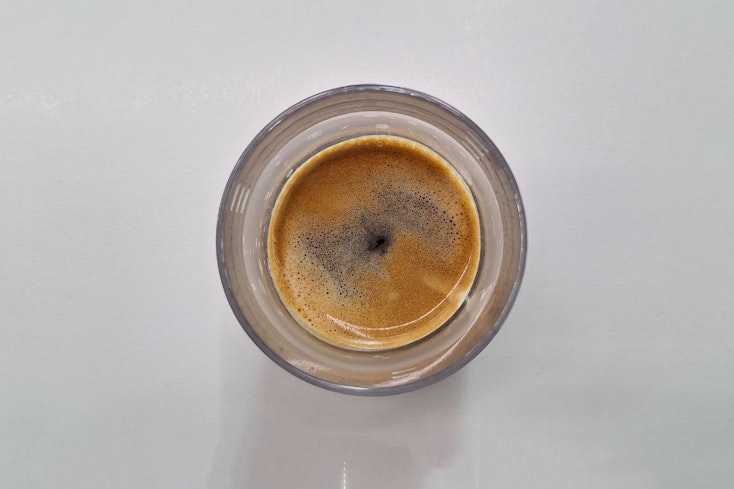 The crema produced by the Anko Manual Espresso.