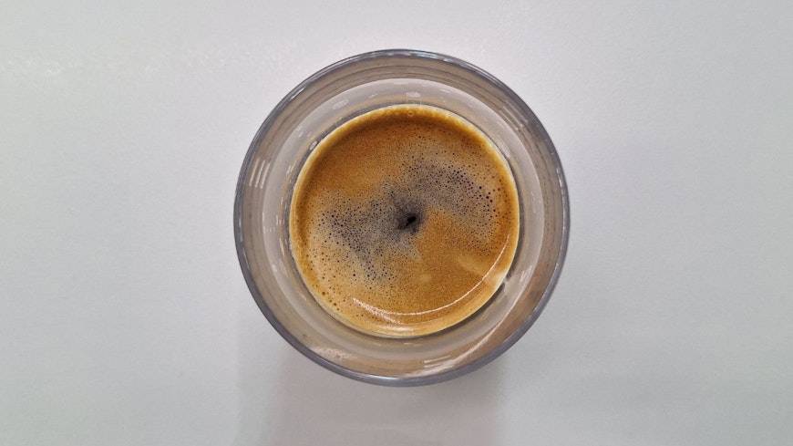 The crema produced by the Anko Manual Espresso.