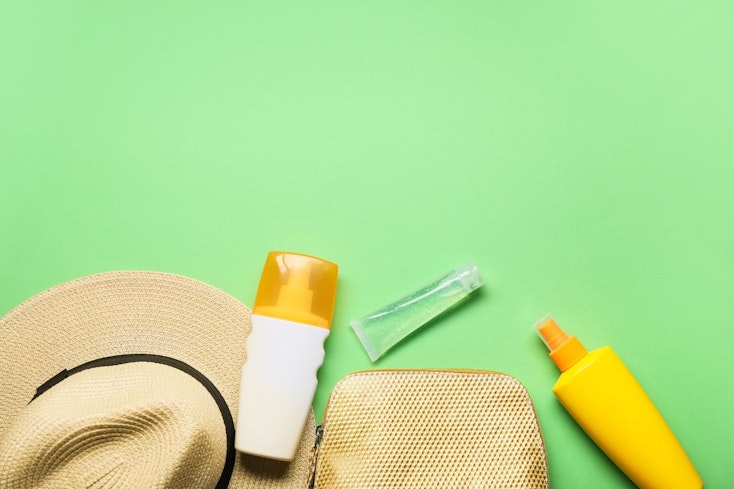 Sunscreen on a green background