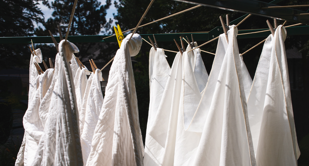 Clothes drying in clothing line.