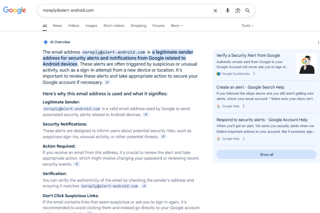 Screenshot of Google's AI overview page.