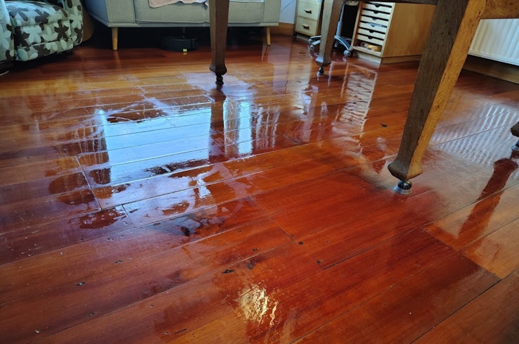 Quite wet floors after mopping.