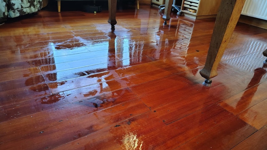 Quite wet floors after mopping.