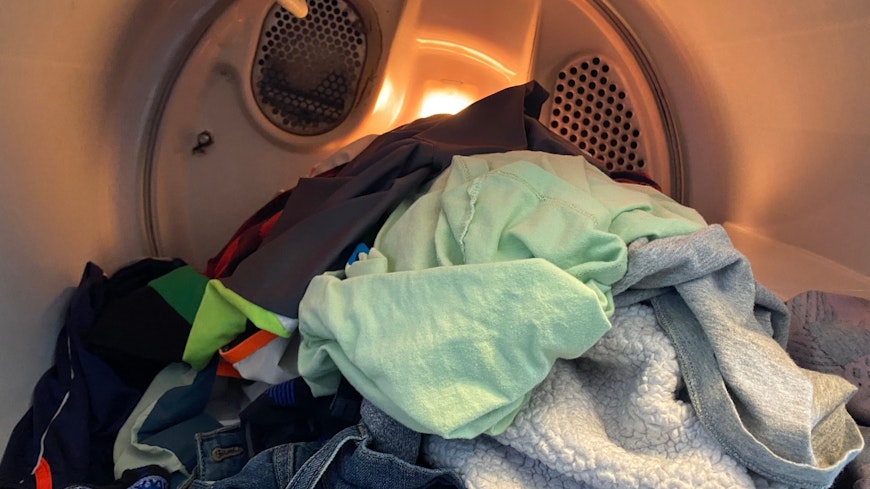 Clothes in clothes dryer.