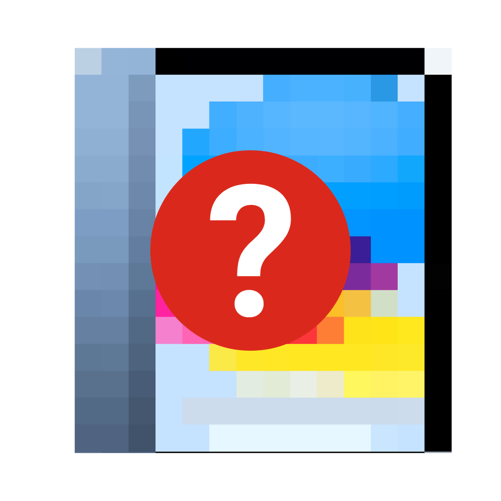 Graphic of tablet with question mark symbol.